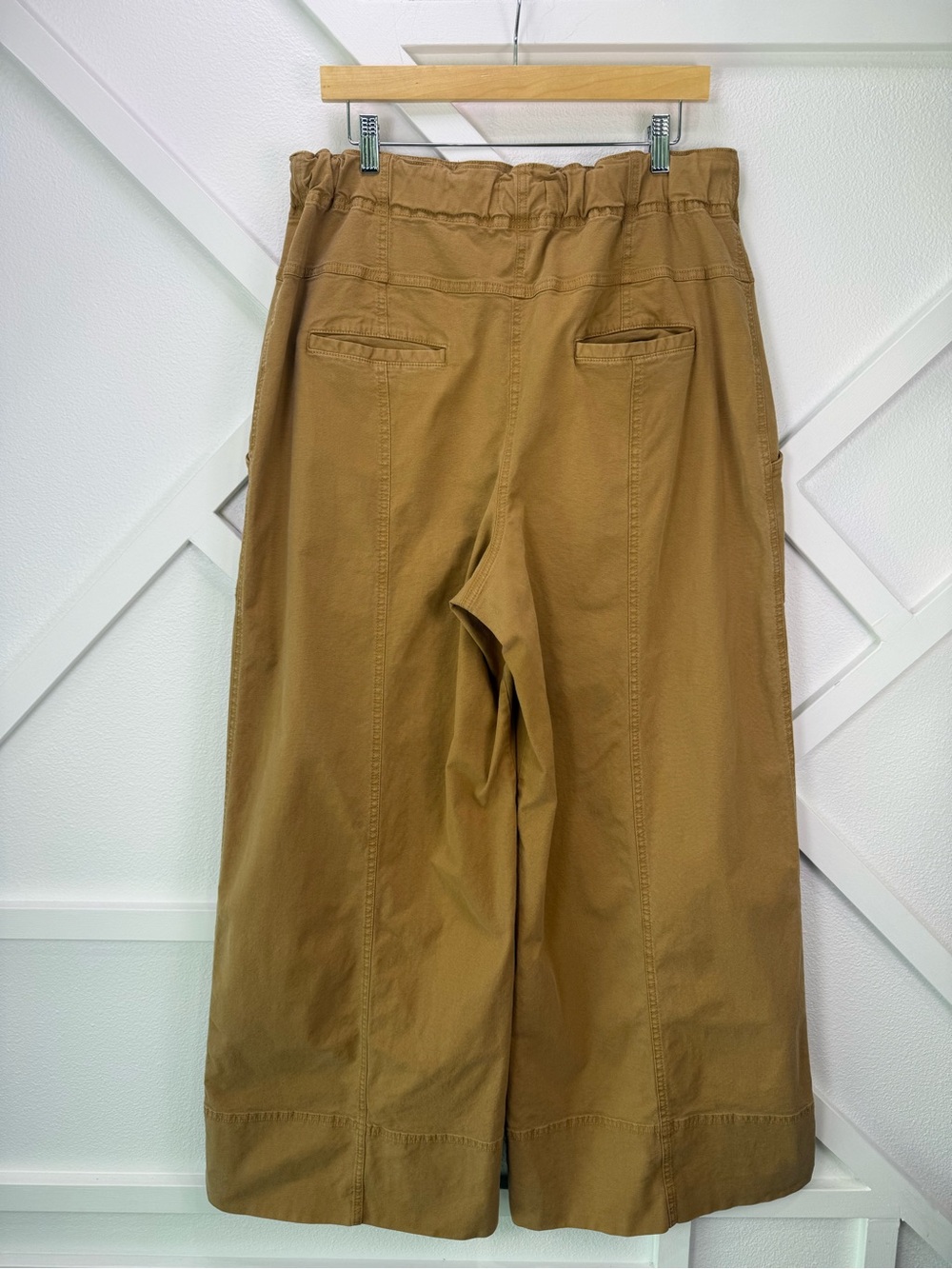 Anthropologie Maeve Utility Wide-Leg Trousers Drawstring Waist Tan Size Large - Picture 5 of 13